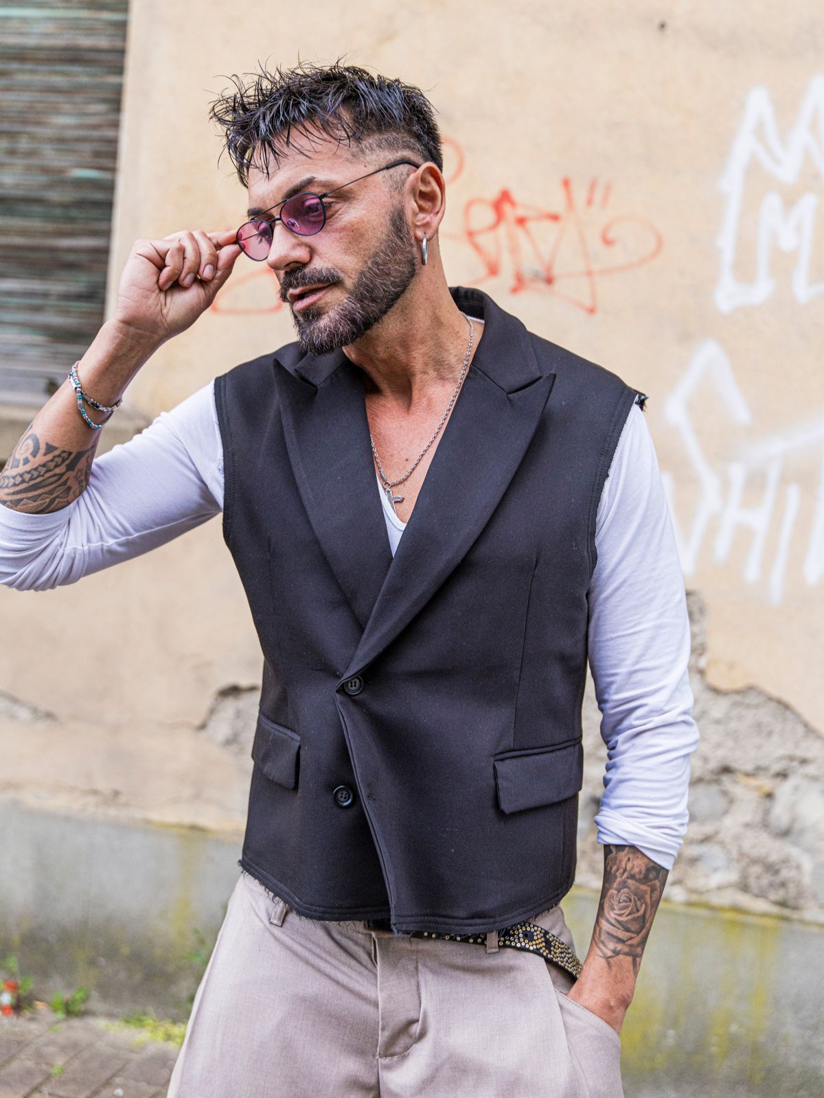 Gilet monopetto En Avance nero (1)