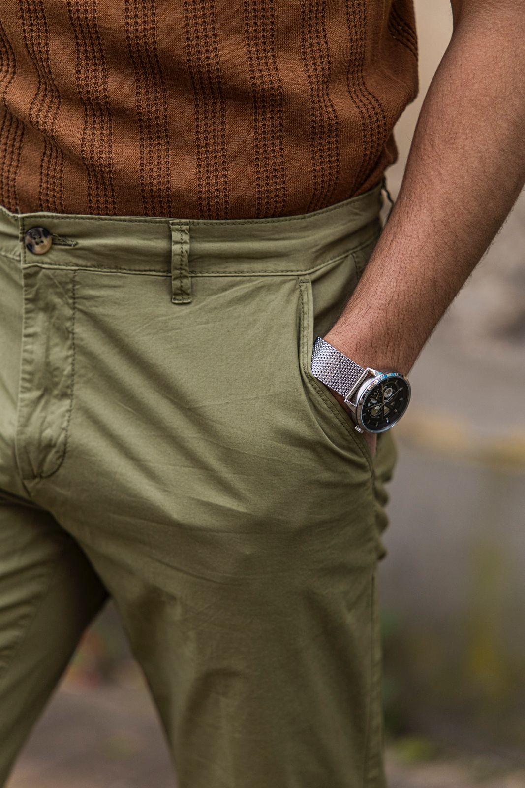 Pantalone En Avance in cotone salvia 3