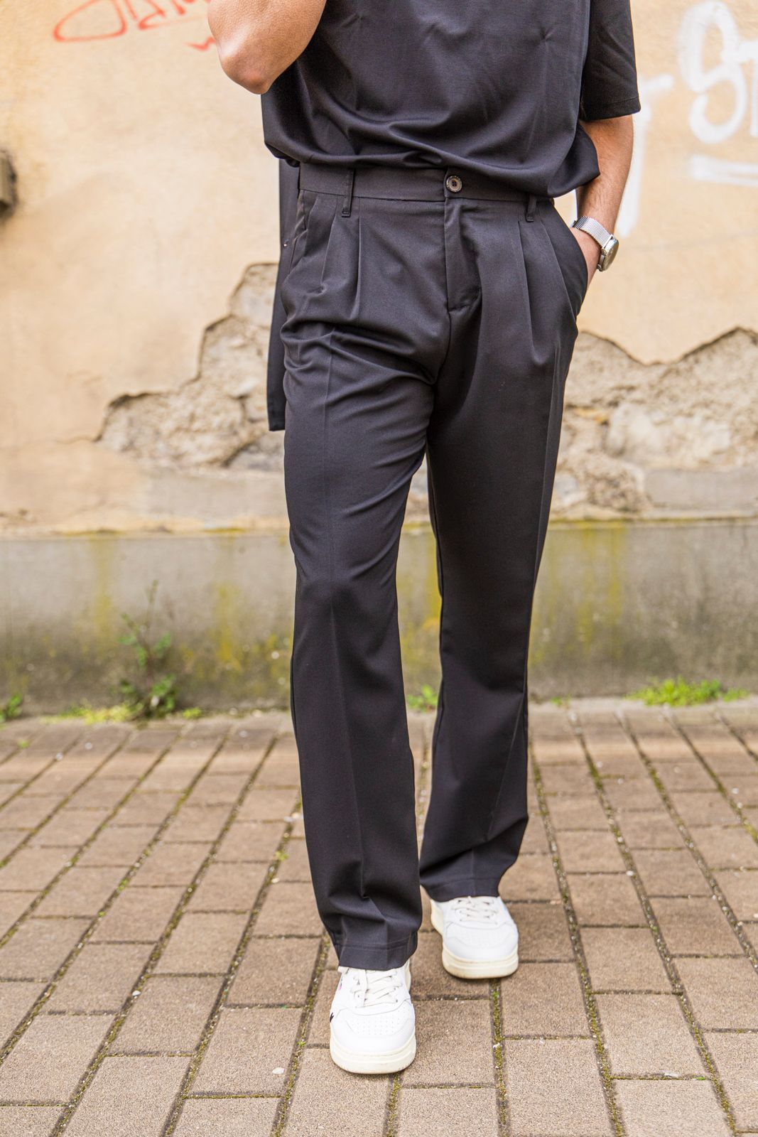 Pantalone Imperial regular-fit pinces nero (2)