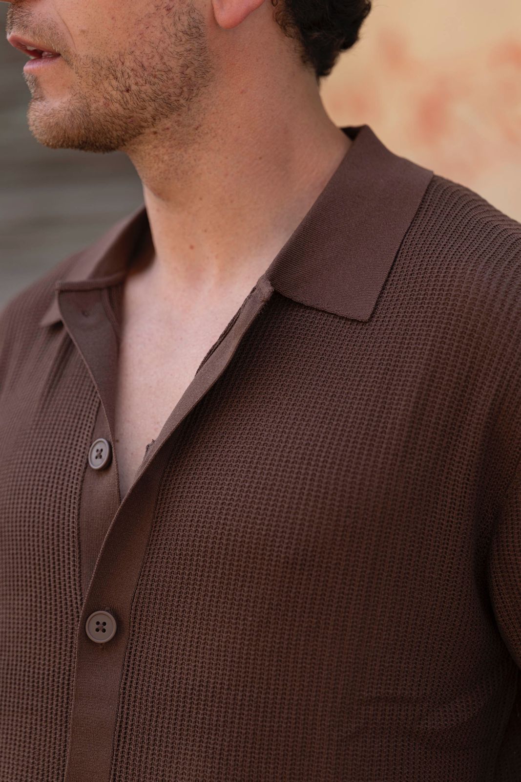 Cardigan in maglia man. corta Seinse moka (3)