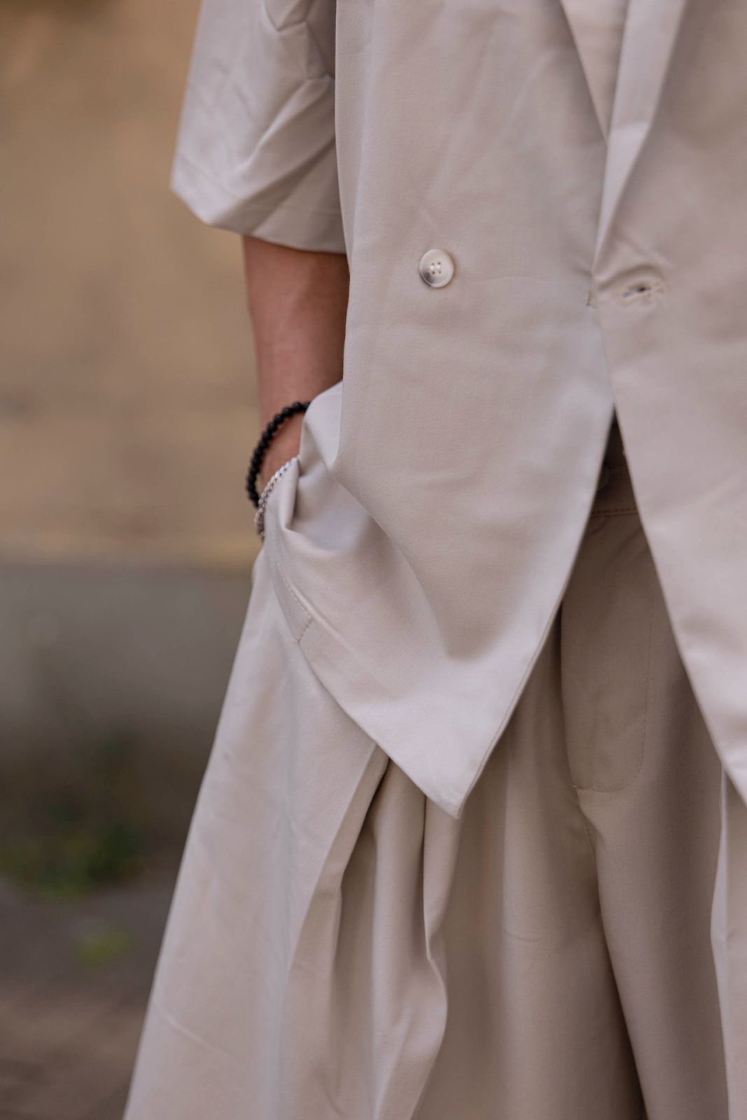 Coordinato Kimono man. corta e Bermuda Adon beige (3)