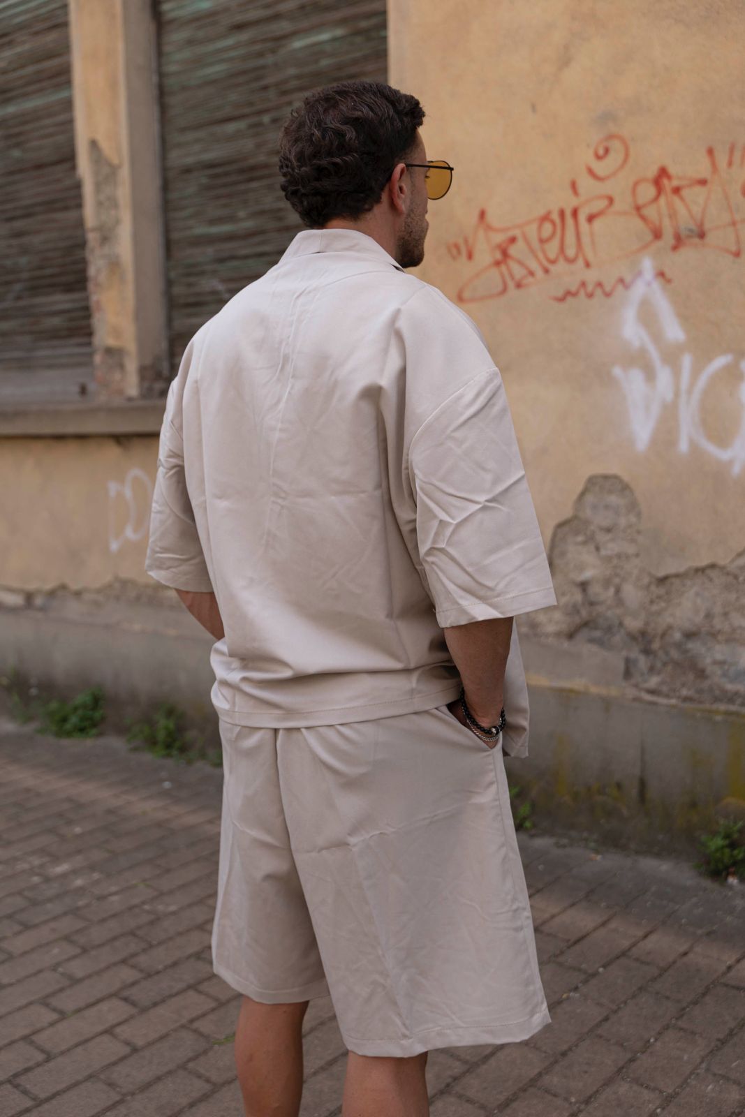 Coordinato Kimono man. corta e Bermuda Adon beige (4)