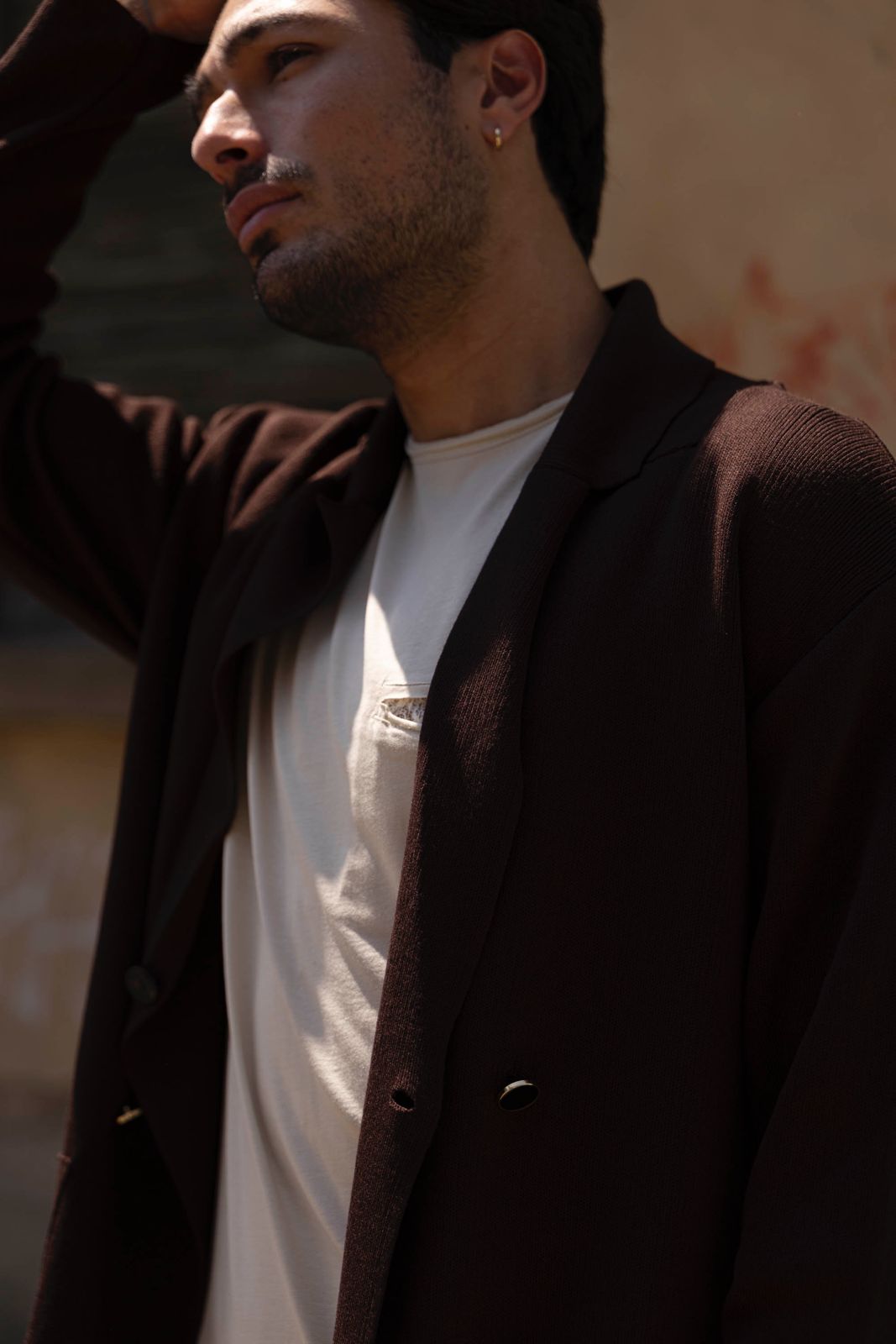 Giacca doppiopetto in maglia mod. Guadalupe S Stilosophy moro (2)