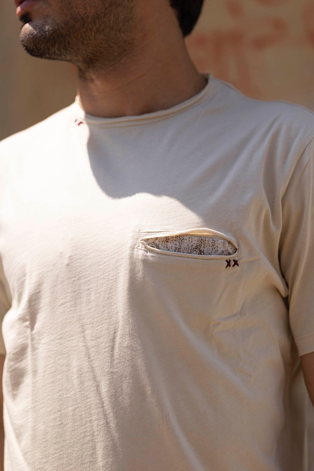 T-shirt super soft cotton Seinse con taschino beige (2)